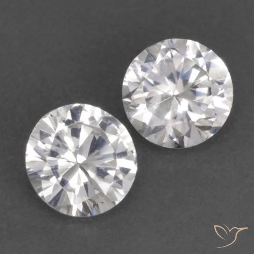 Pedras preciosas de Safira Branco natural de 0.80 ct, Redondo, VS