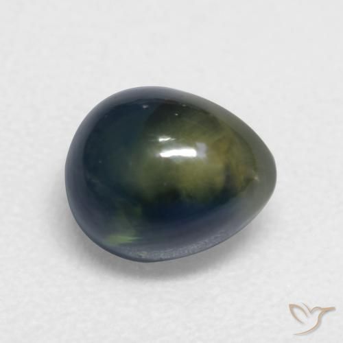 1.39ct Natural Verde escuro Safira, Formato de pêra, Translúcido