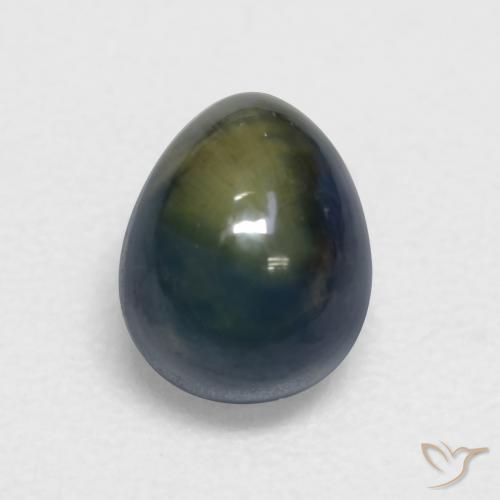 Safira Verde escuro Natural 1.39ct, Formato de pêra, Translúcido