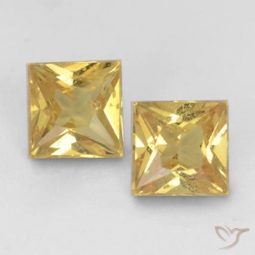 0.56ctw Natural Dourado Safira, Quadrado, VS