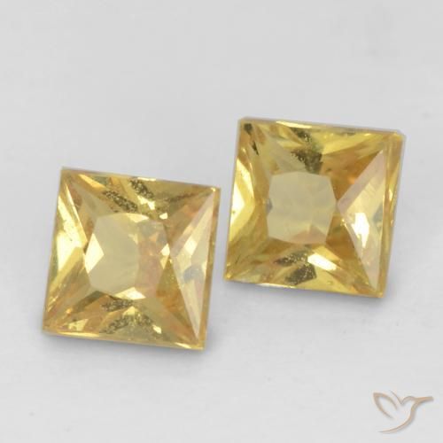 Pedras preciosas de Safira Dourado natural de 0.56 ct, Quadrado, VS