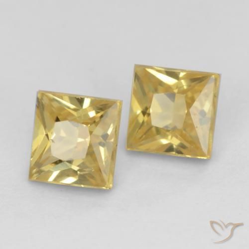 Pedras preciosas de Safira Dourado natural de 0.56 ct, Quadrado, VS