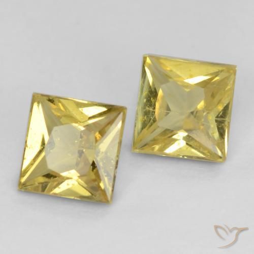 Pedras preciosas de Safira Amarelo Mostarda natural de 0.59 ct, Quadrado, VS