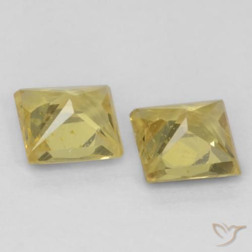 Pedras preciosas de Safira Amarelo Mostarda natural de 0.59 ct, Quadrado, VS