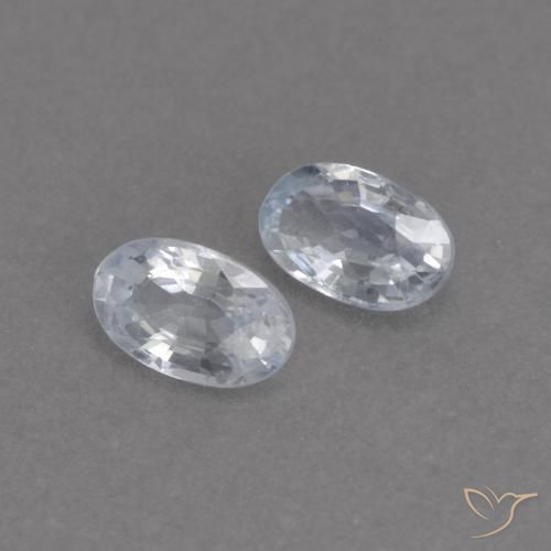 Pedras preciosas de Safira Branco azulado natural de 0.55 ct, oval, VVS-VS