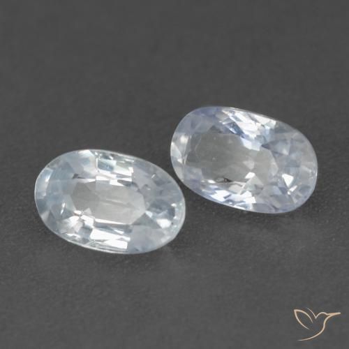 Pedras preciosas de Safira Branco azulado natural de 0.63 ct, oval, VVS-VS