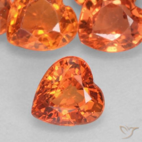0.44ct Natural Laranja Médio Safira, Coração, VVS-VS