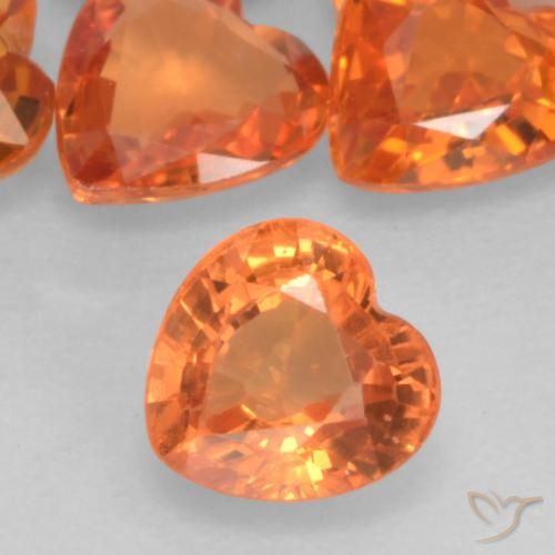 0.50ct Natural Laranja Médio Safira, Coração, VVS-VS