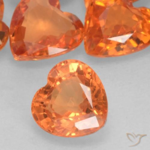 Safira Laranja Médio Natural 0.50ct, Coração, VVS-VS