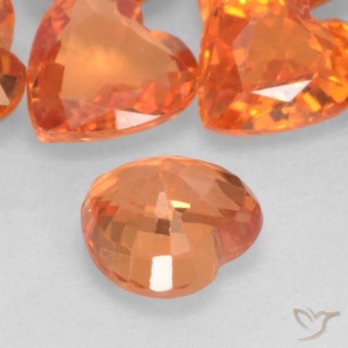 Safira Laranja Médio Natural 0.50ct, Coração, VVS-VS