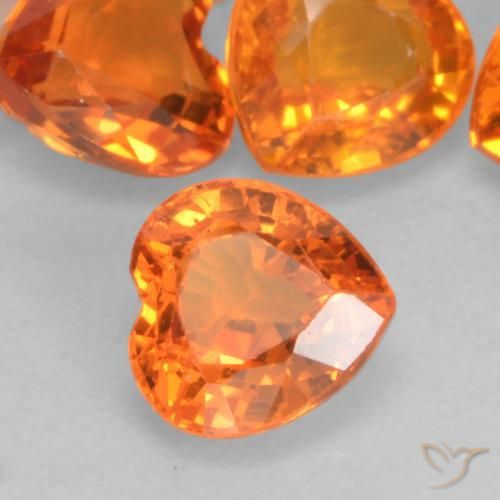 Safira fogo laranja Natural 0.51ct, Coração, VVS-VS