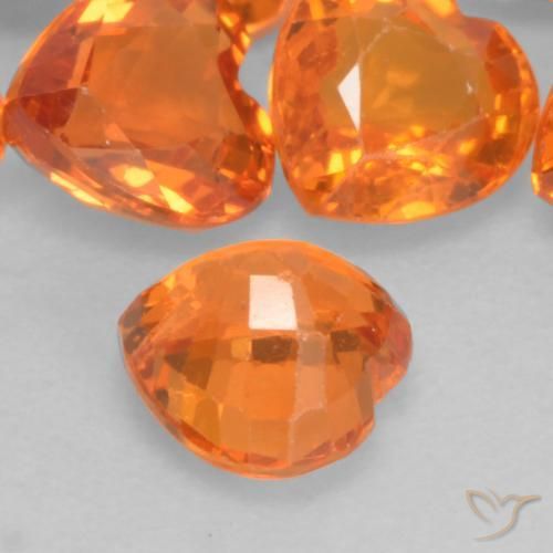 Safira fogo laranja Natural 0.51ct, Coração, VVS-VS