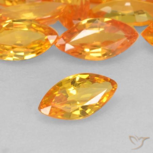 Safira Laranja brilhante Natural 0.19ct, Marquesa, VVS-VS