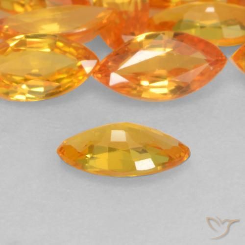 Safira Laranja brilhante Natural 0.19ct, Marquesa, VVS-VS