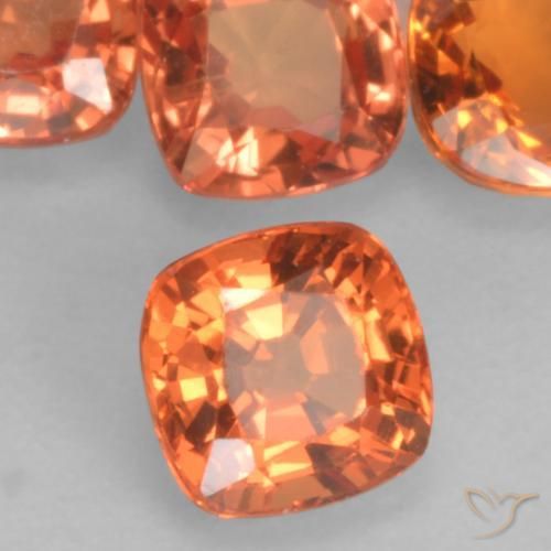 Safira Laranja Médio Natural 0.54ct, Almofada, VVS-VS
