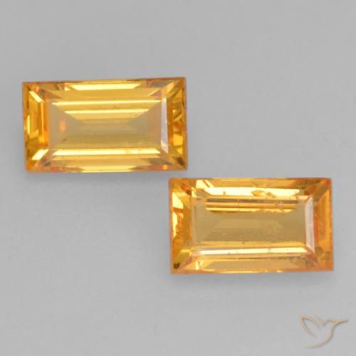 0.78ctw Natural Laranja-Ouro Safira, baguete, VS
