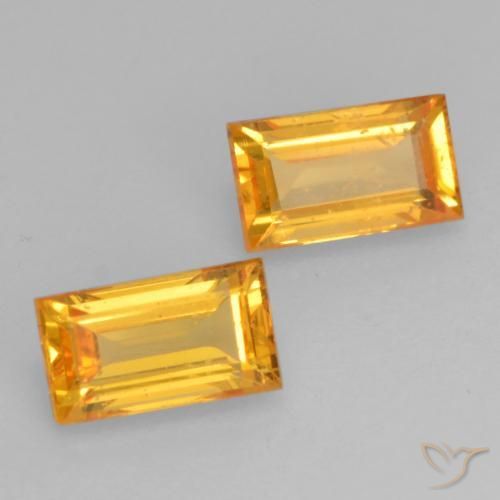 Pedras preciosas de Safira Laranja-Ouro natural de 0.78 ct, baguete, VS