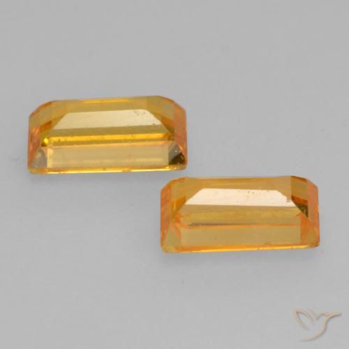Pedras preciosas de Safira Laranja-Ouro natural de 0.78 ct, baguete, VS