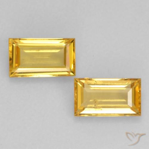 0.64ctw Natural Dourado Safira, baguete, VS