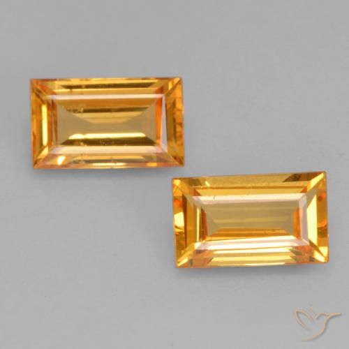 0.63ctw Natural Laranja Médio Safira, baguete, VS