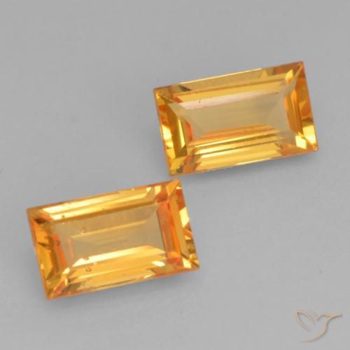 Pedras preciosas de Safira Laranja Médio natural de 0.63 ct, baguete, VS
