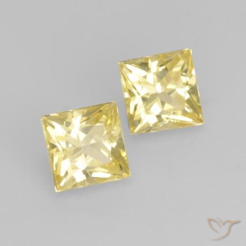 Pedras preciosas de Safira Amarelo Dourado Claro natural de 0.64 ct, Quadrado, VS-SI