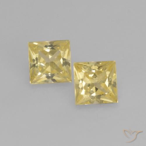 0.51ctw Natural Luz amarela Safira, Quadrado, VVS-VS