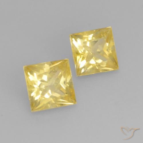 Pedras preciosas de Safira Amarelo Toscana natural de 0.66 ct, Quadrado, VVS-VS