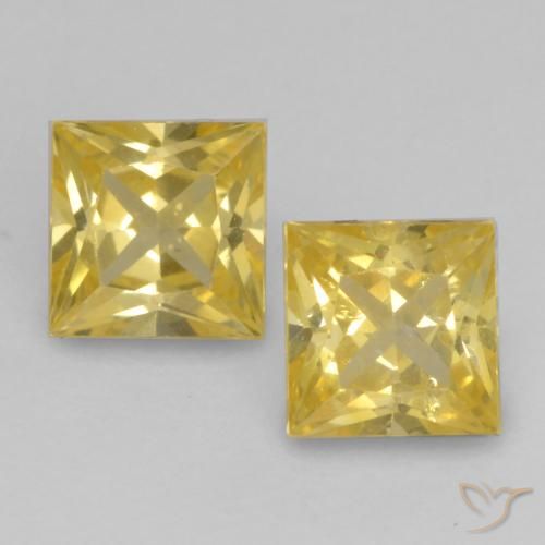 0.68ctw Natural Amarelo Toscana Safira, Quadrado, VS