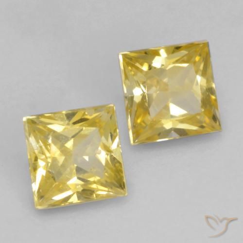 Pedras preciosas de Safira Amarelo Toscana natural de 0.51 ct, Quadrado, VS