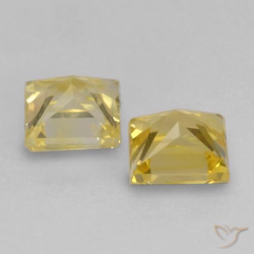 Pedras preciosas de Safira Amarelo Toscana natural de 0.51 ct, Quadrado, VS