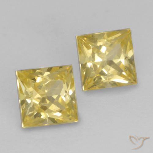 Pedras preciosas de Safira amarelo médio natural de 0.59 ct, Quadrado, VS