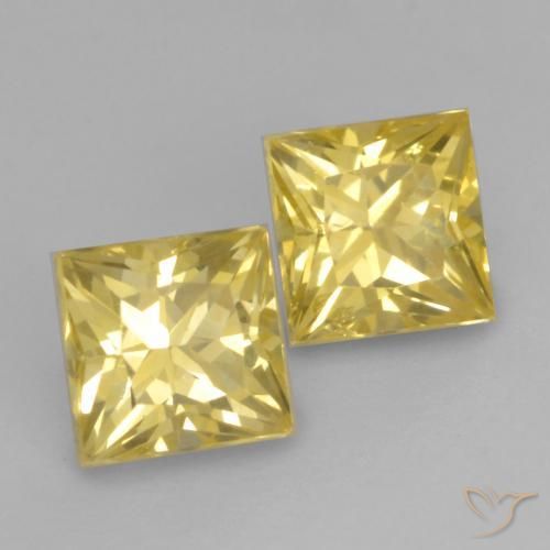 Pedras preciosas de Safira amarelo médio natural de 0.73 ct, Quadrado, VS