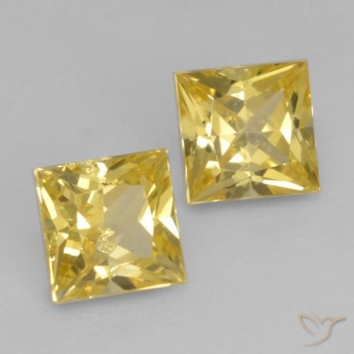 Pedras preciosas de Safira amarelo médio natural de 0.63 ct, Quadrado, VS