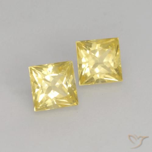 Pedras preciosas de Safira Amarelo claro médio natural de 0.59 ct, Quadrado, VVS-VS