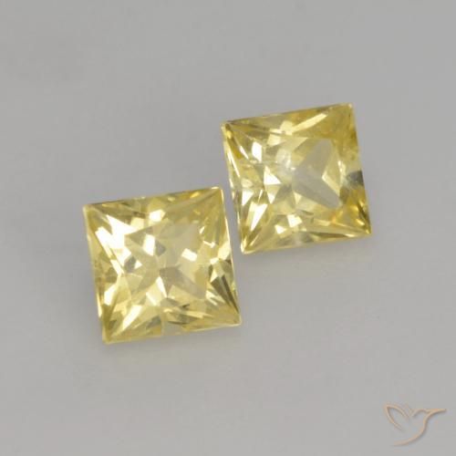 Pedras preciosas de Safira Amarelo Toscana natural de 0.64 ct, Quadrado, VVS-VS