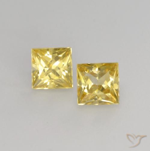 0.53ctw Natural Amarelo Toscana Safira, Quadrado, VVS-VS