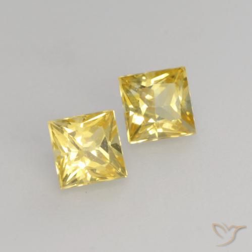 Pedras preciosas de Safira Amarelo Toscana natural de 0.53 ct, Quadrado, VVS-VS