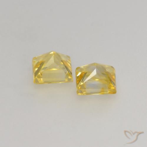 Pedras preciosas de Safira Amarelo Toscana natural de 0.53 ct, Quadrado, VVS-VS