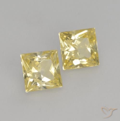 Pedras preciosas de Safira Amarelo claro médio natural de 0.71 ct, Quadrado, VVS-VS