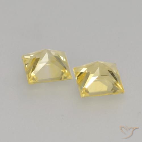 Pedras preciosas de Safira Amarelo claro médio natural de 0.71 ct, Quadrado, VVS-VS
