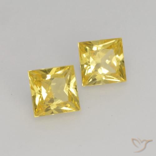 Pedras preciosas de Safira amarelo médio natural de 0.58 ct, Quadrado, VVS-VS