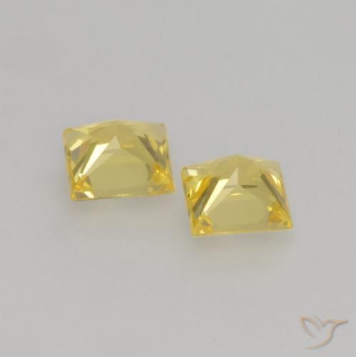 Pedras preciosas de Safira amarelo médio natural de 0.58 ct, Quadrado, VVS-VS