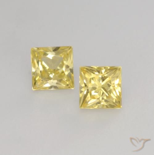 0.51ctw Natural Amarelo Toscana Safira, Quadrado, VVS-VS