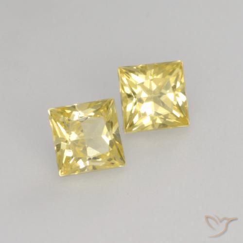 Pedras preciosas de Safira Amarelo Toscana natural de 0.51 ct, Quadrado, VVS-VS