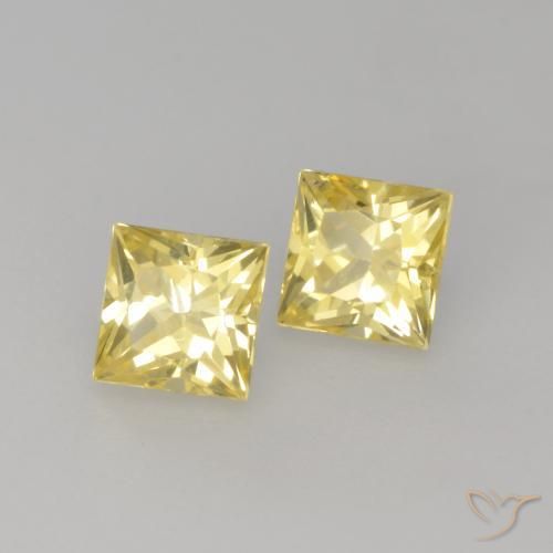 Pedras preciosas de Safira Amarelo claro médio natural de 0.57 ct, Quadrado, VVS-VS