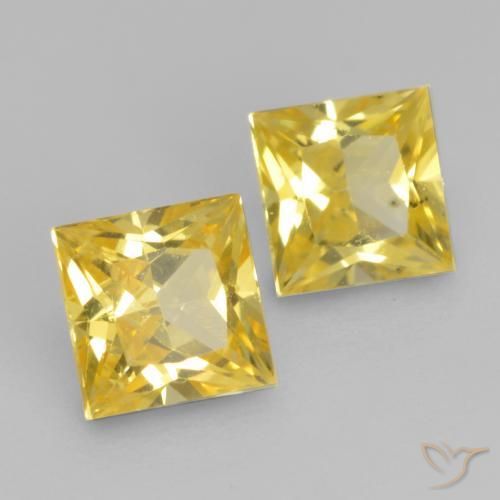 Pedras preciosas de Safira Amarelo escuro natural de 0.64 ct, Quadrado, VVS-VS
