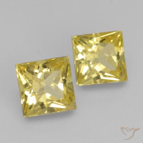 Pedras preciosas de Safira amarelo médio natural de 0.64 ct, Quadrado, VVS-VS
