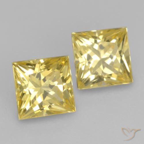 Pedras preciosas de Safira amarelo médio natural de 0.73 ct, Quadrado, VVS-VS