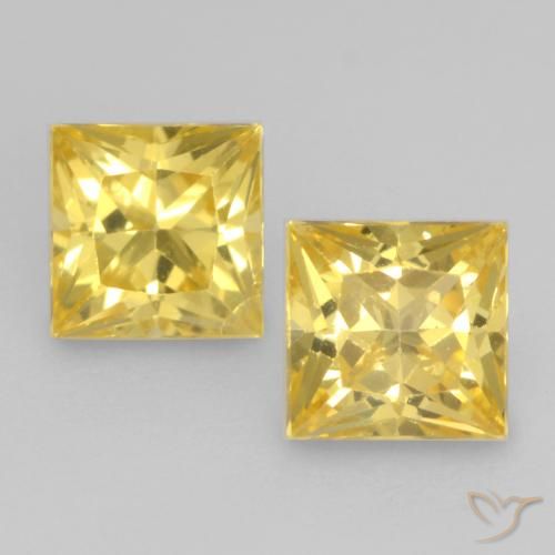 0.74ctw Natural Amarelo Toscana Safira, Quadrado, VVS-VS
